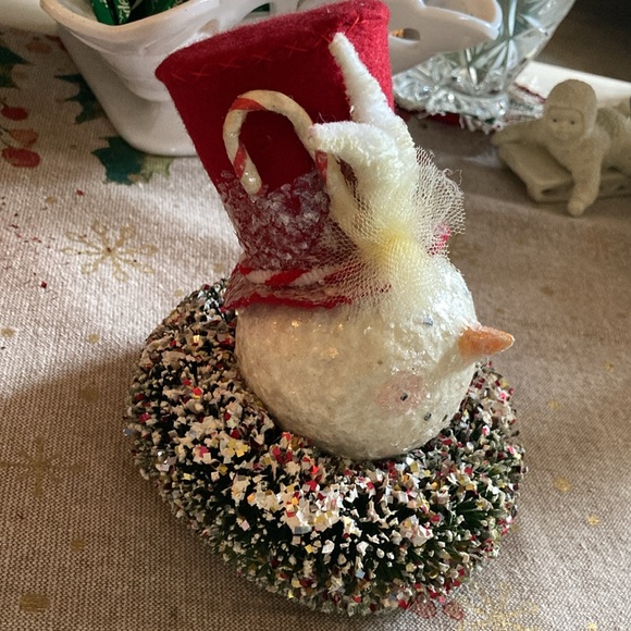 Adoration snowman head with wreath collar and top hat 🎩, very vintage style⛄️⛄️ - Picture 4 of 6
